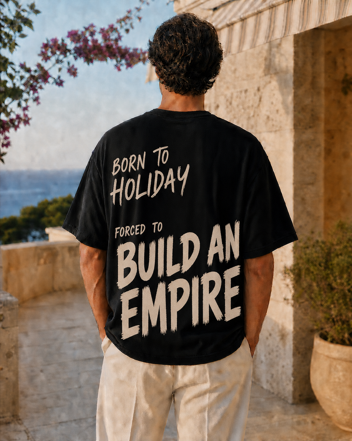 BORN TO HOLIDAY oversized t-shirt - back view