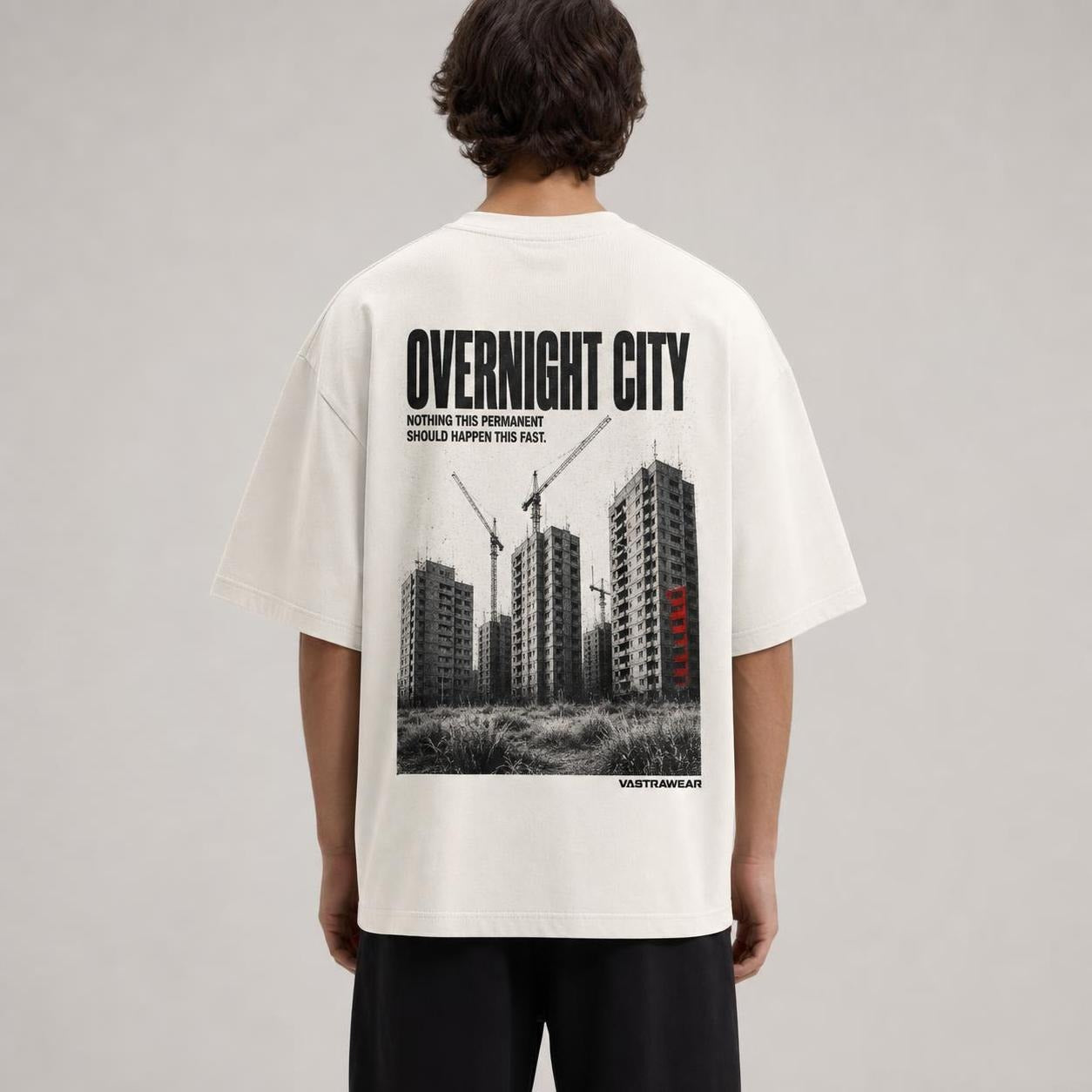OVERNIGHT CITY oversized t-shirt ? back view