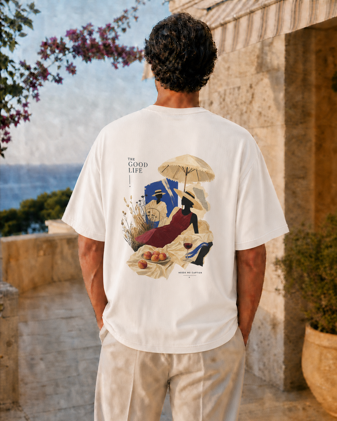 THE GOOD LIFE NEEDS NO CAPTION VASTRAWEAR oversized t-shirt mock-up