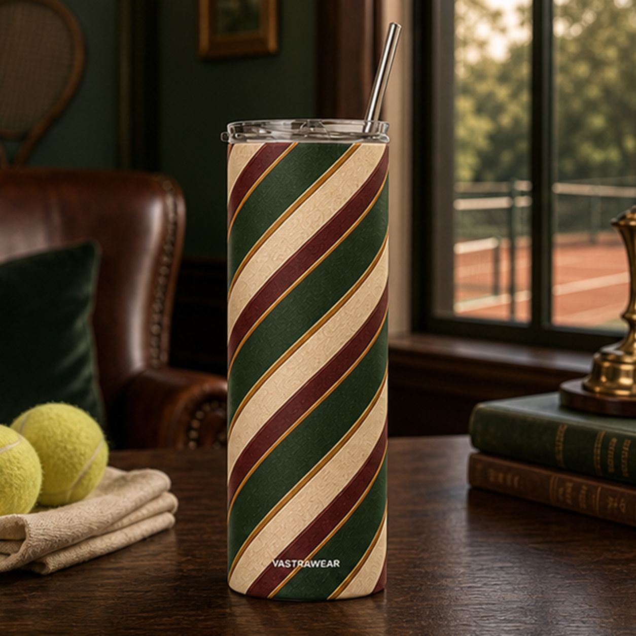 TENNIS CLUB STRIPES VASTRAWEAR tumbler in THE ART OF LEISURE setting