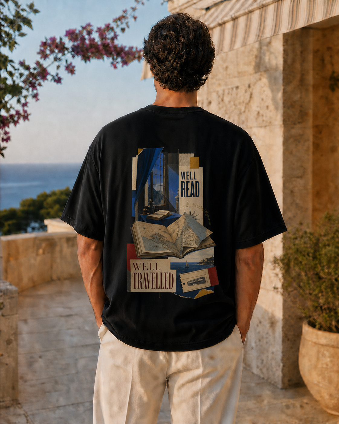 WELL READ, WELL TRAVELLED VASTRAWEAR oversized t-shirt mock-up