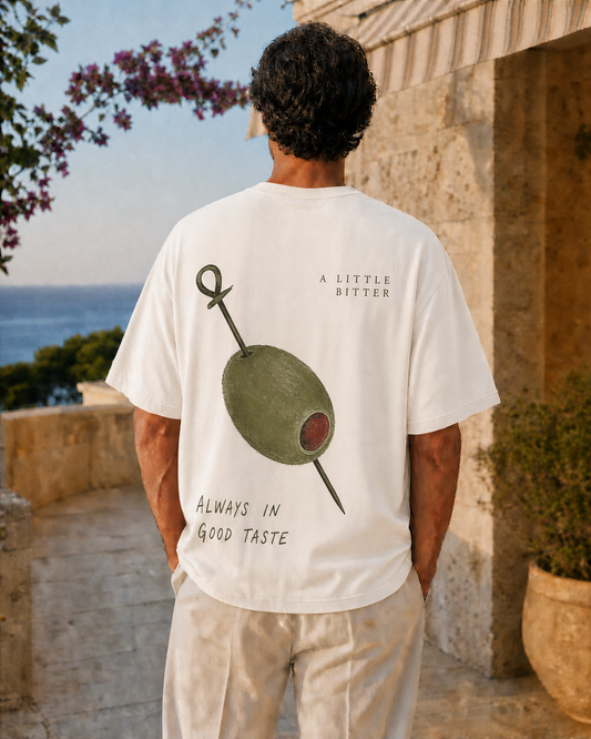 A LITTLE BITTER, ALWAYS IN GOOD TASTE oversized t-shirt - back view