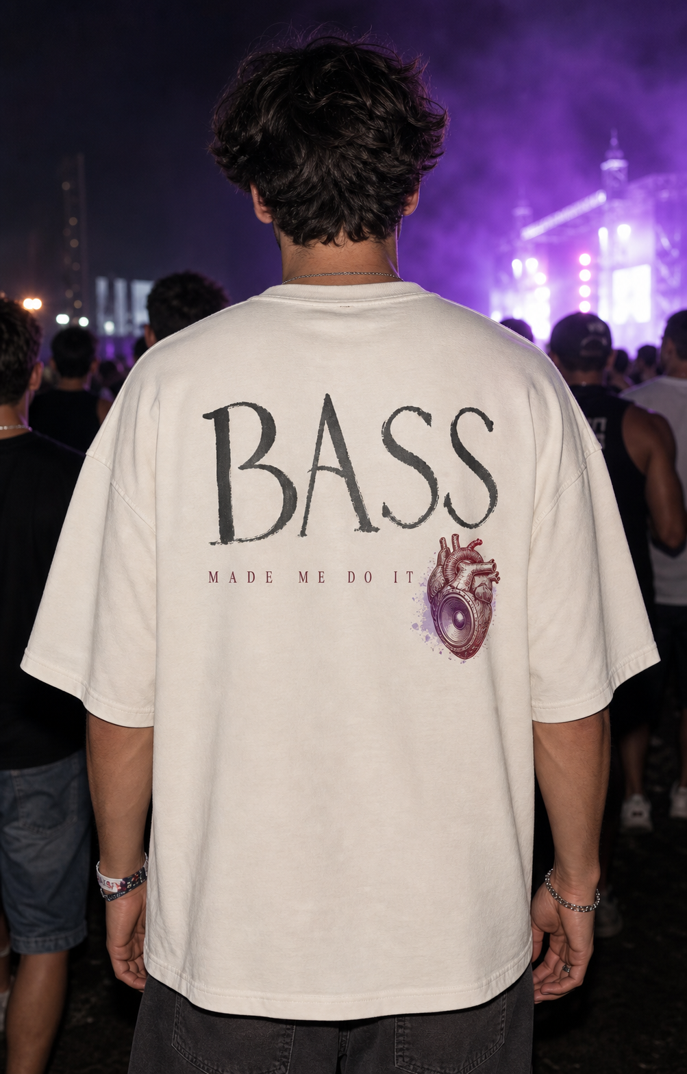 BASS MADE ME DO IT oversized t-shirt - back view