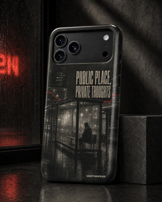 PUBLIC PLACE, PRIVATE THOUGHTS VASTRAWEAR glossy phone case