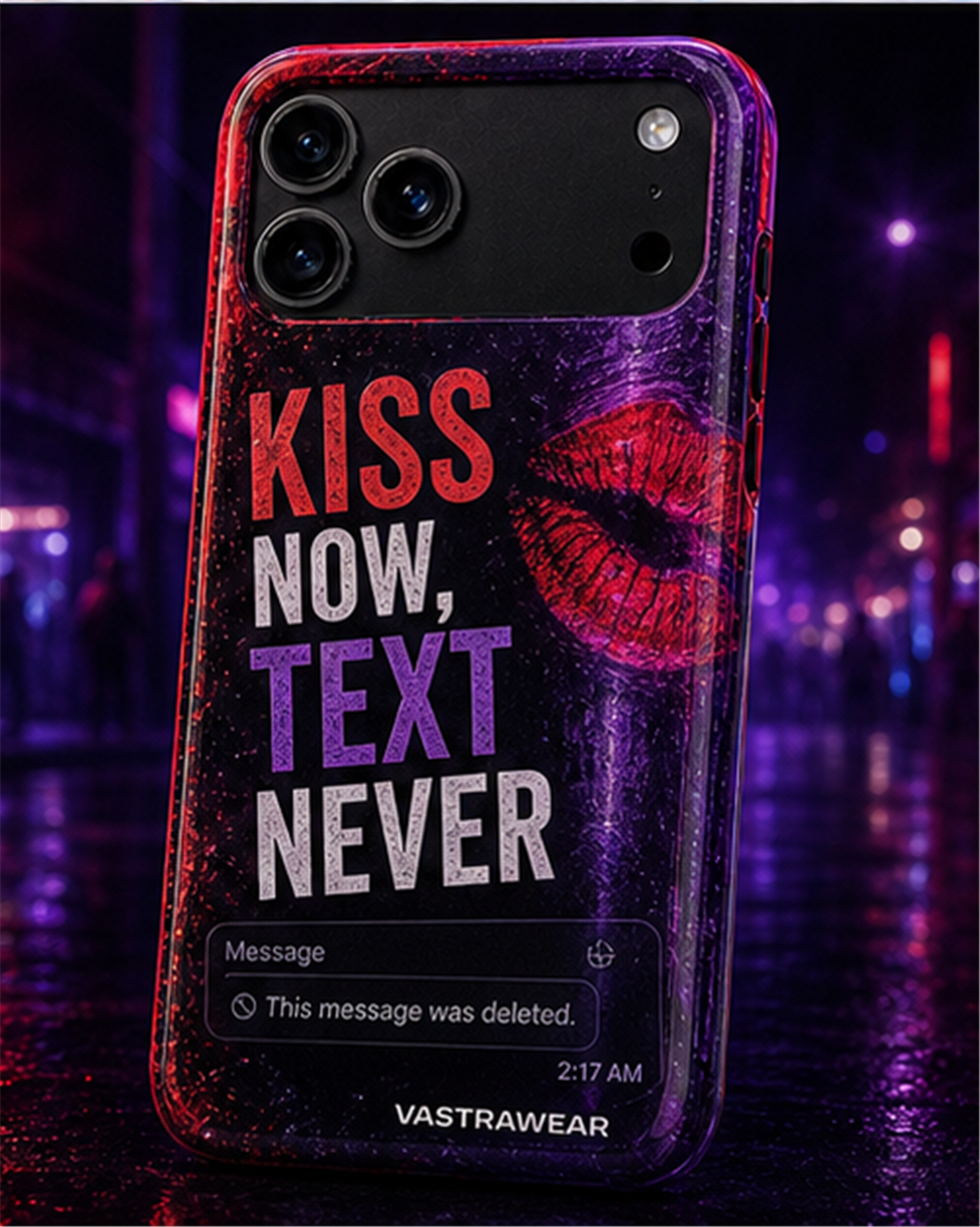 KISS NOW, TEXT NEVER VASTRAWEAR glossy phone case