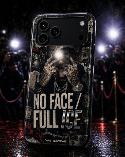 NO FACE / FULL ICE Zero Curfew glossy phone case on iPhone 17 Pro Max mockup