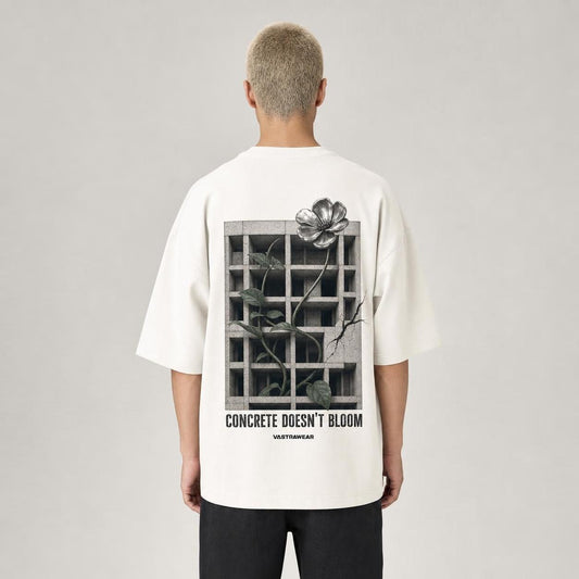 CONCRETE DOESN'T BLOOM oversized t-shirt ? back view