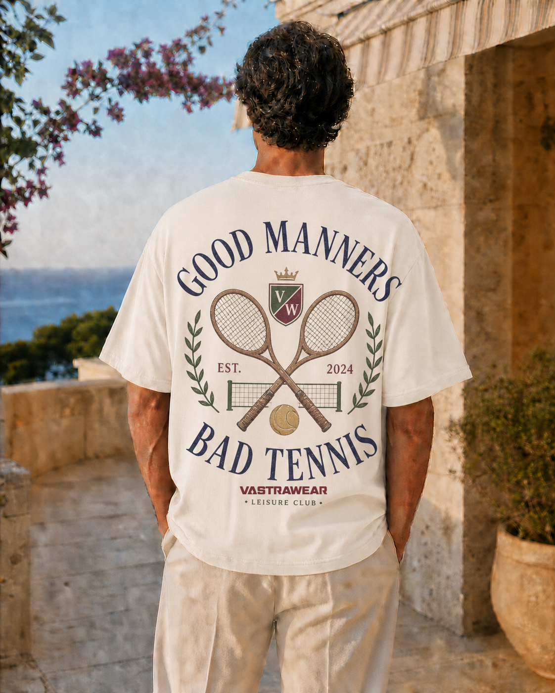 GOOD MANNERS, BAD TENNIS VASTRAWEAR oversized t-shirt - back view