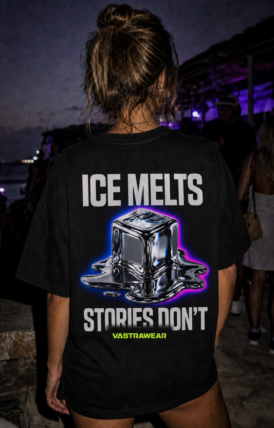 ICE MELTS / STORIES DON'T VASTRAWEAR oversized t-shirt - back view