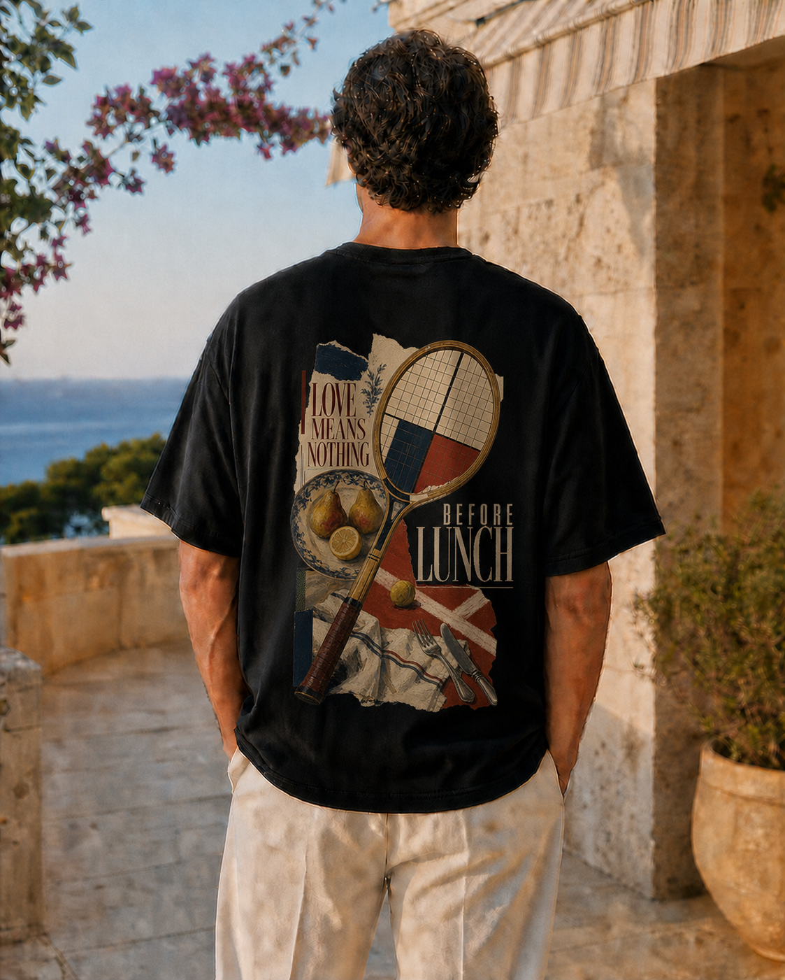 LOVE MEANS NOTHING BEFORE LUNCH VASTRAWEAR oversized t-shirt mock-up