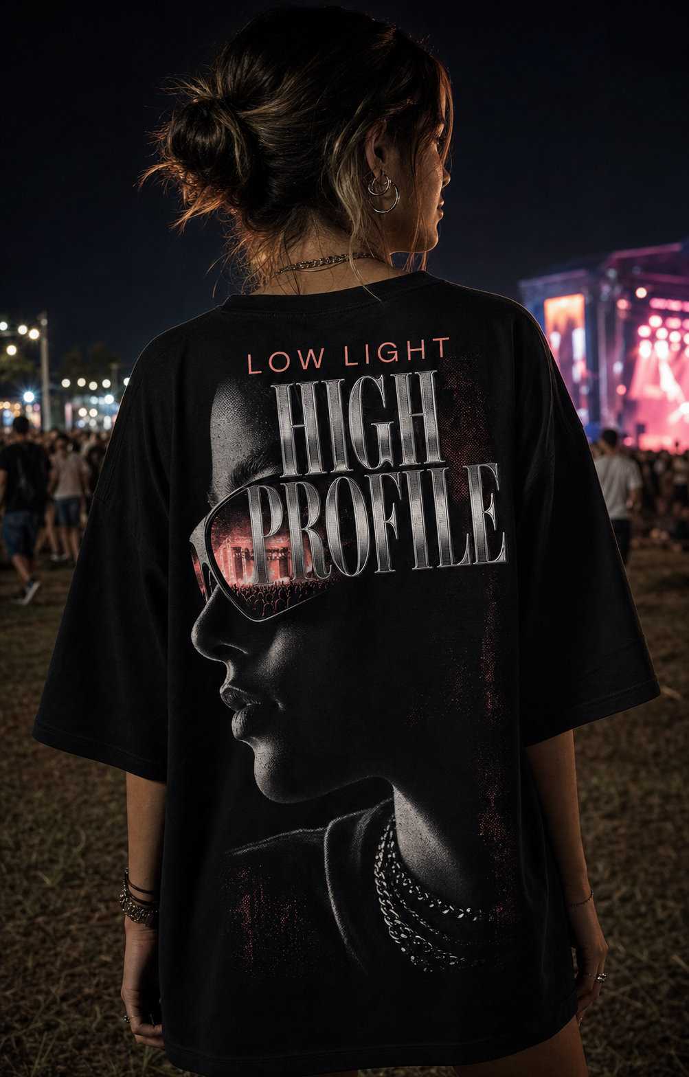 LOW LIGHT / HIGH PROFILE oversized t-shirt - back view