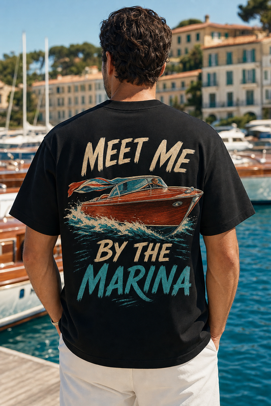 MEET ME BY THE MARINA oversized t-shirt - back view
