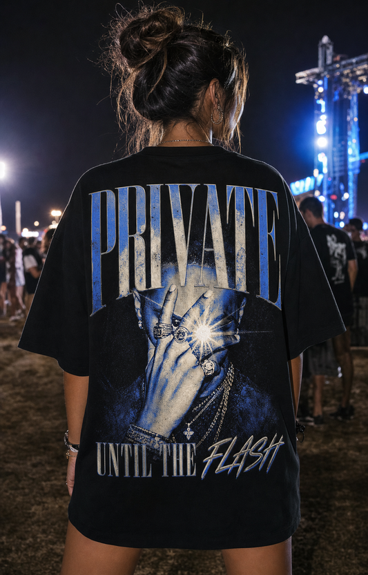 PRIVATE UNTIL THE FLASH oversized t-shirt - back view