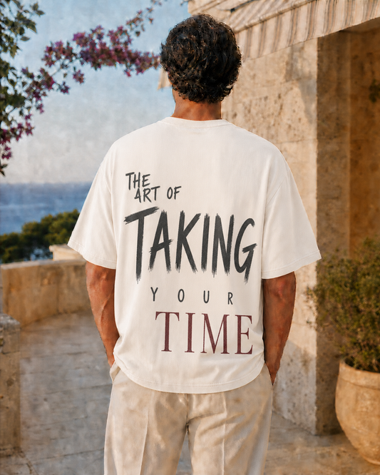 THE ART OF TAKING YOUR TIME oversized t-shirt - back view