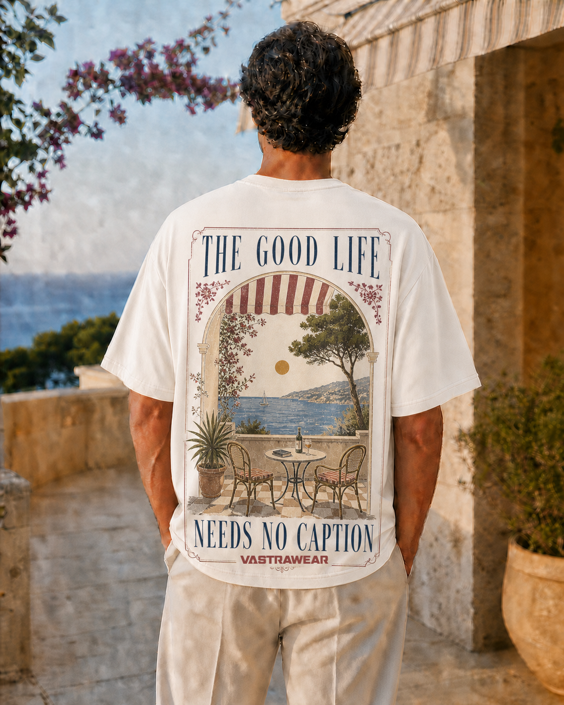 THE GOOD LIFE NEEDS NO CAPTION VASTRAWEAR oversized t-shirt - back view