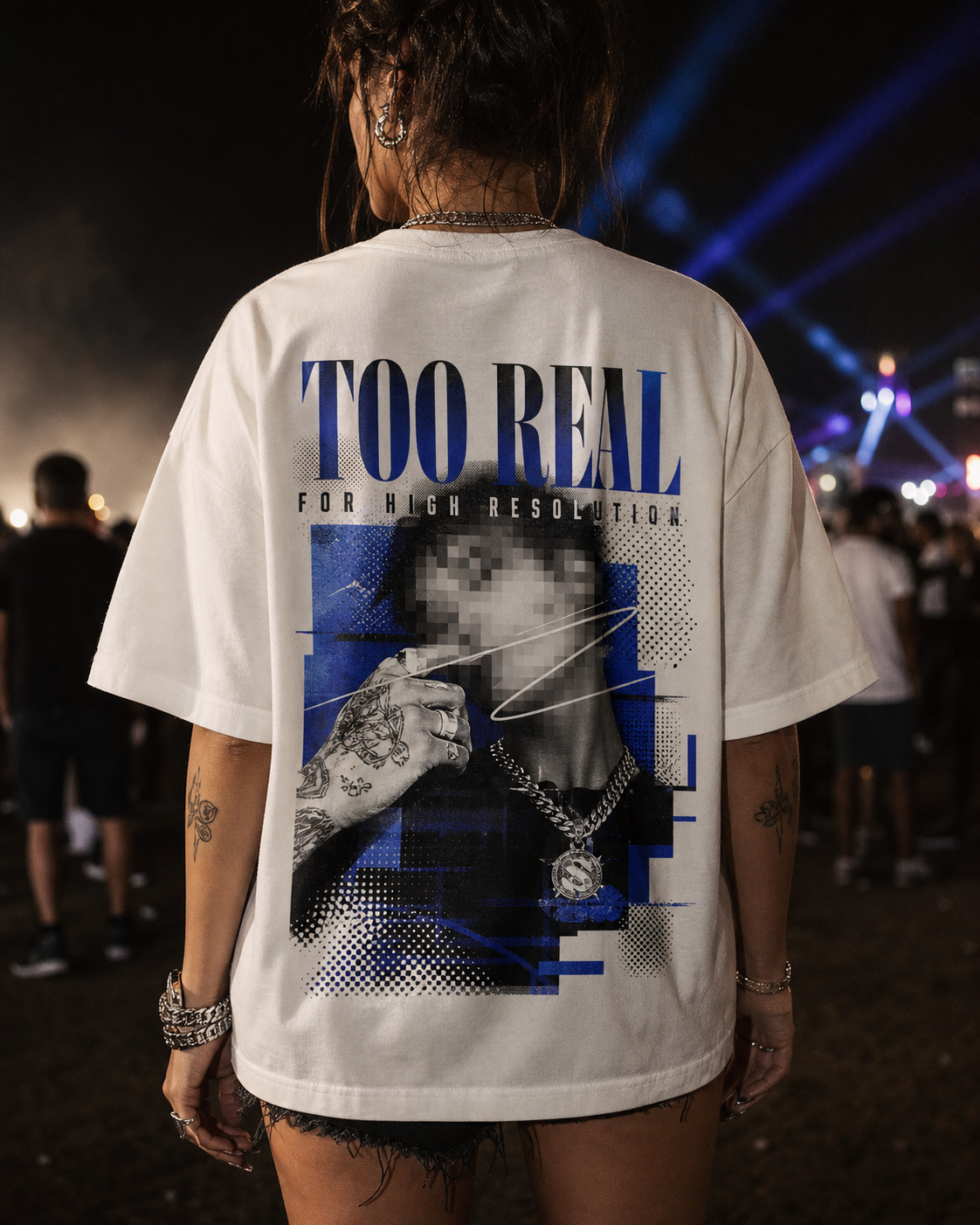 TOO REAL FOR HIGH RESOLUTION oversized t-shirt - back view