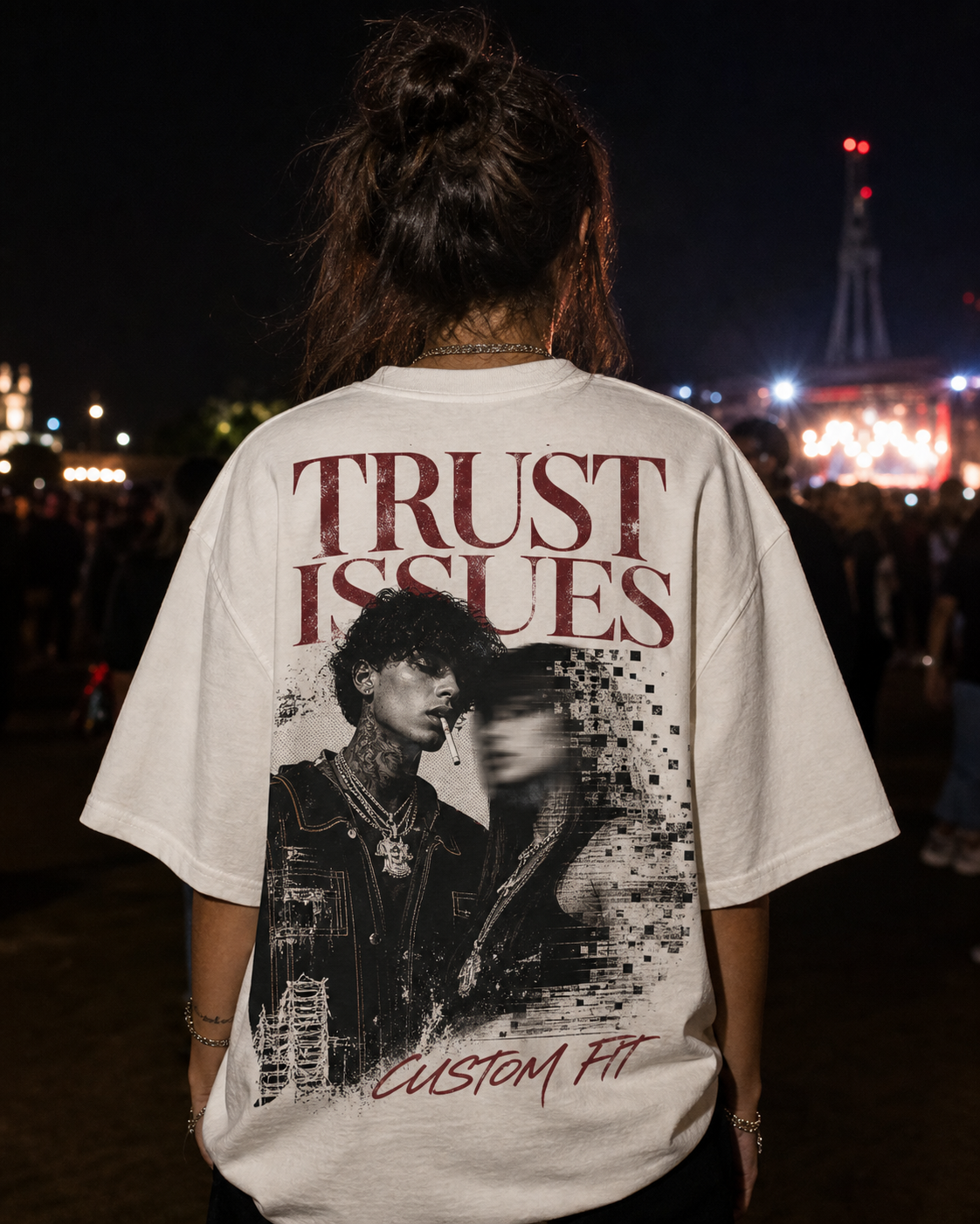 TRUST ISSUES / CUSTOM FIT oversized t-shirt - back view