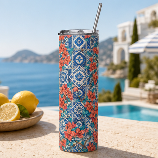 BOUGAINVILLEA TILES VASTRAWEAR tumbler in LA VIE AZUR setting