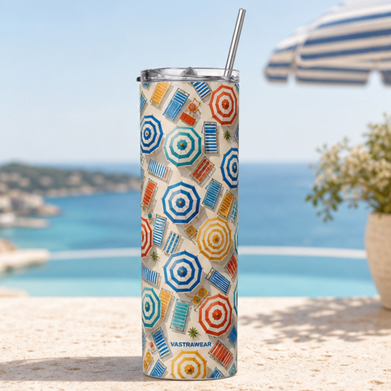 RIVIERA PARASOLS VASTRAWEAR tumbler in LA VIE AZUR setting