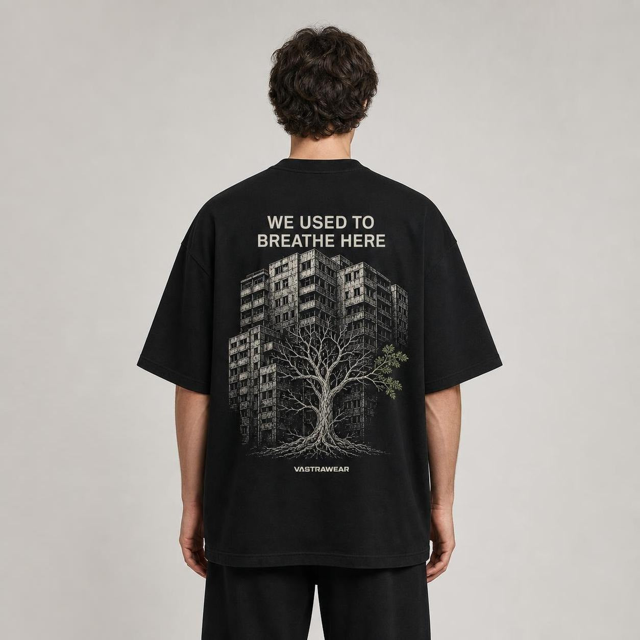 WE USED TO BREATHE HERE oversized t-shirt ? back view